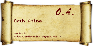 Orth Anina névjegykártya